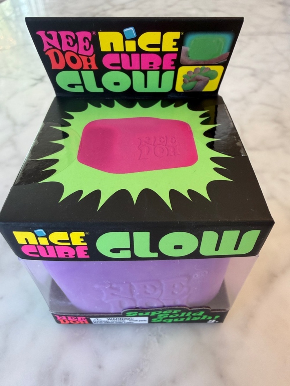 NWT Nee Doh Viral Nice Cube Glow Squishy - Purple